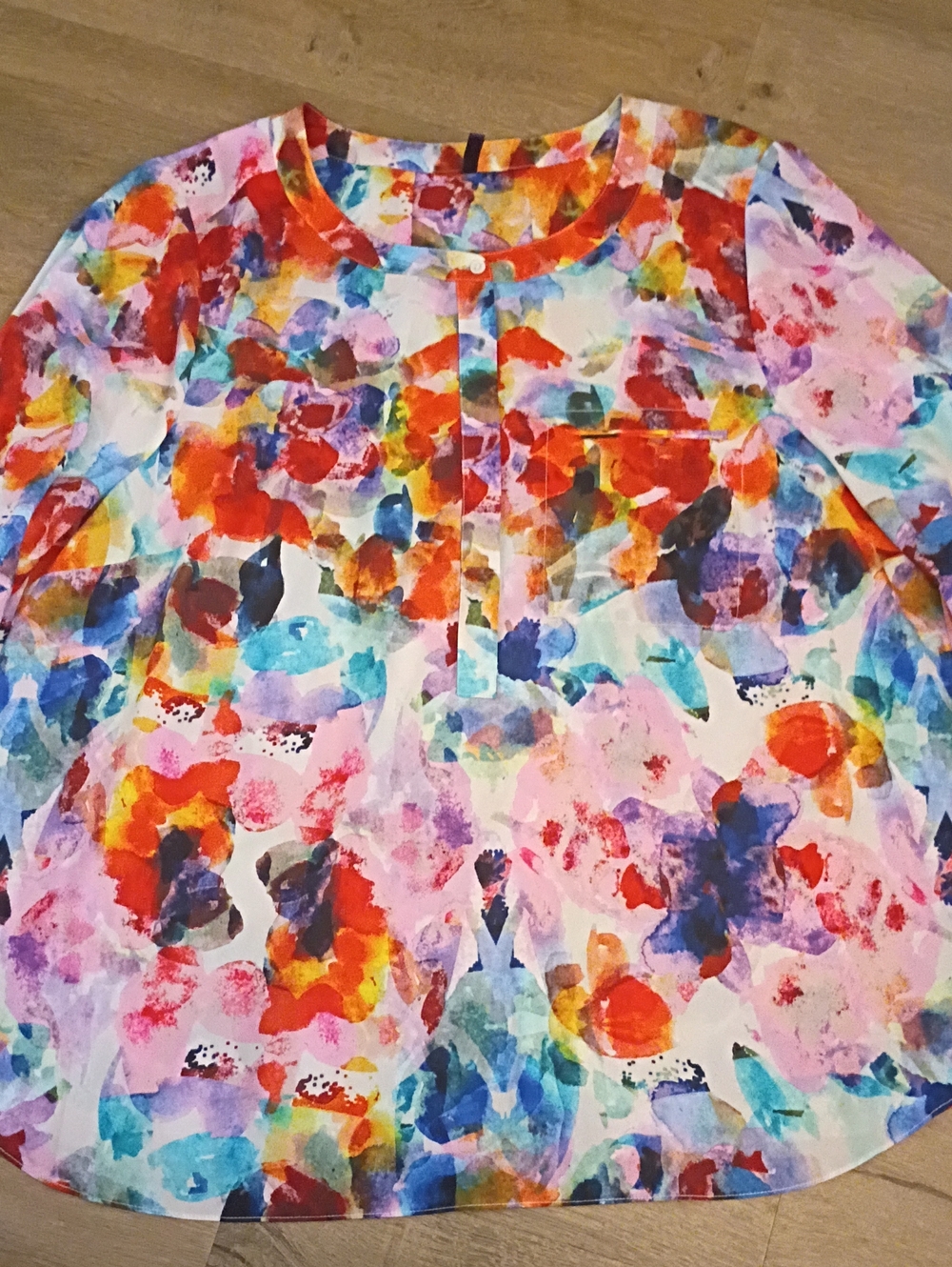 NYDJ Girls' Multicolor Watercolor Floral Blouse